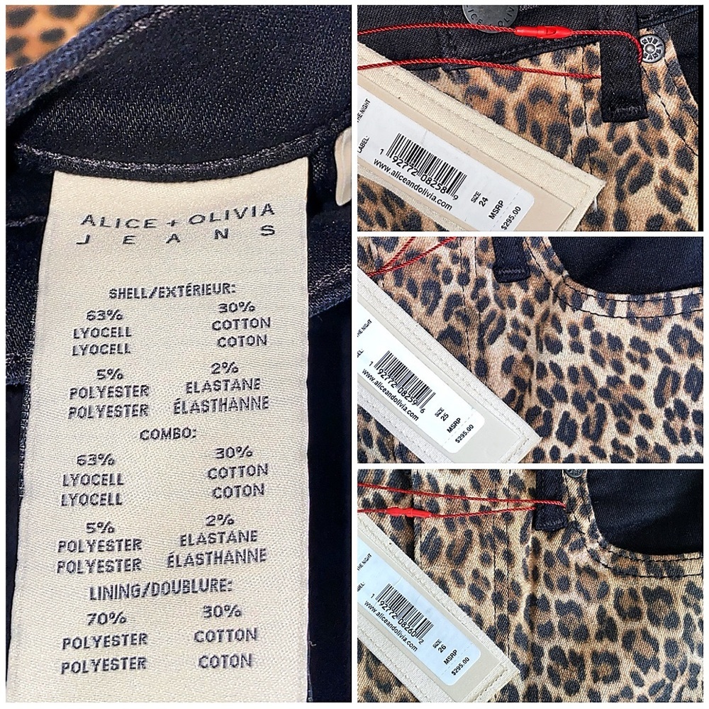 Alice + Olivia Leopard Black Cropped Skinny Denim Jeans Pant - Picture 14 of 16